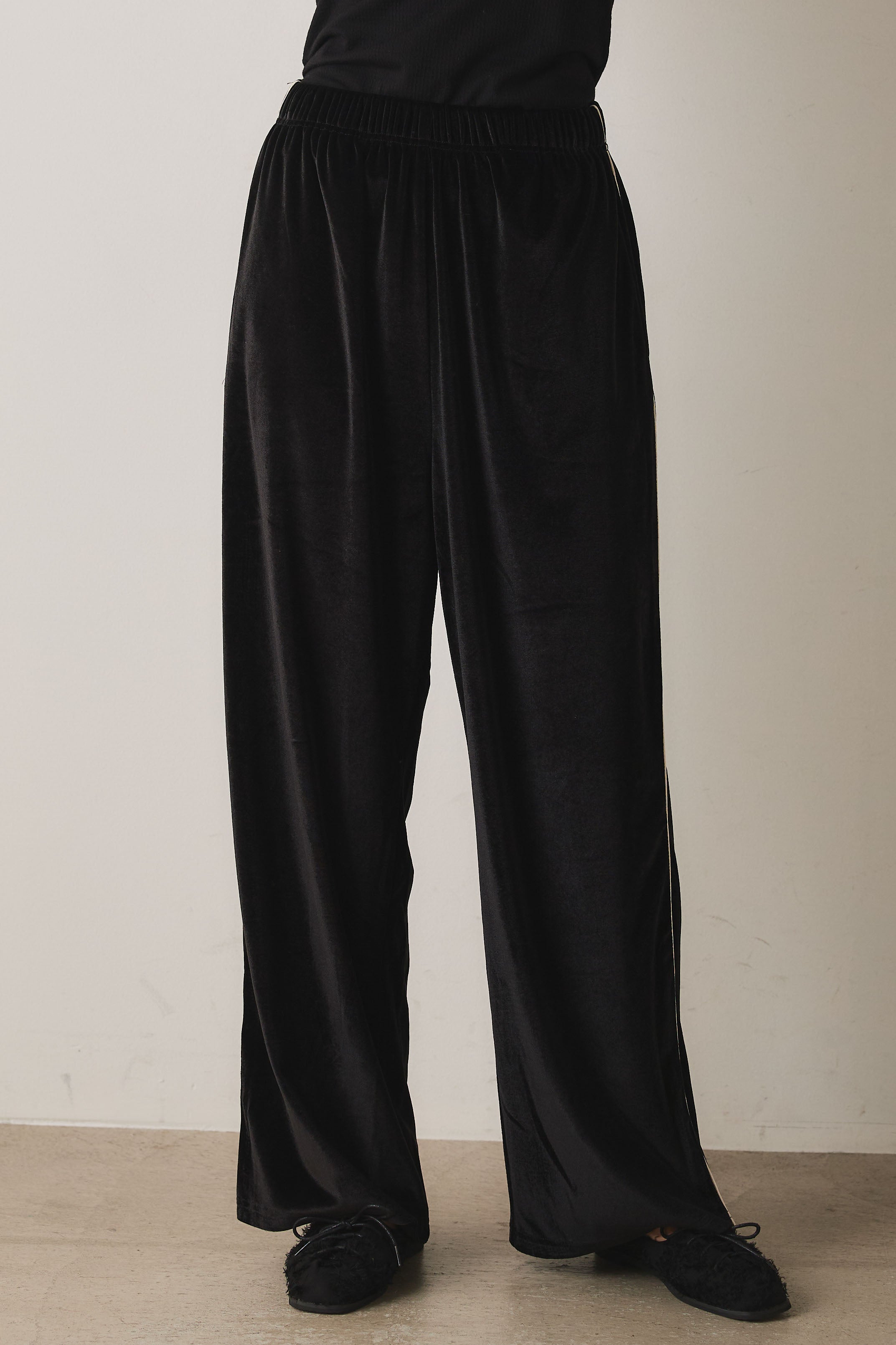 Libelice ブラックベルベット(ベロア)パンツXL bottoms-02247 リラックス ベロア パンツ ネイビー ブラウン ブラック