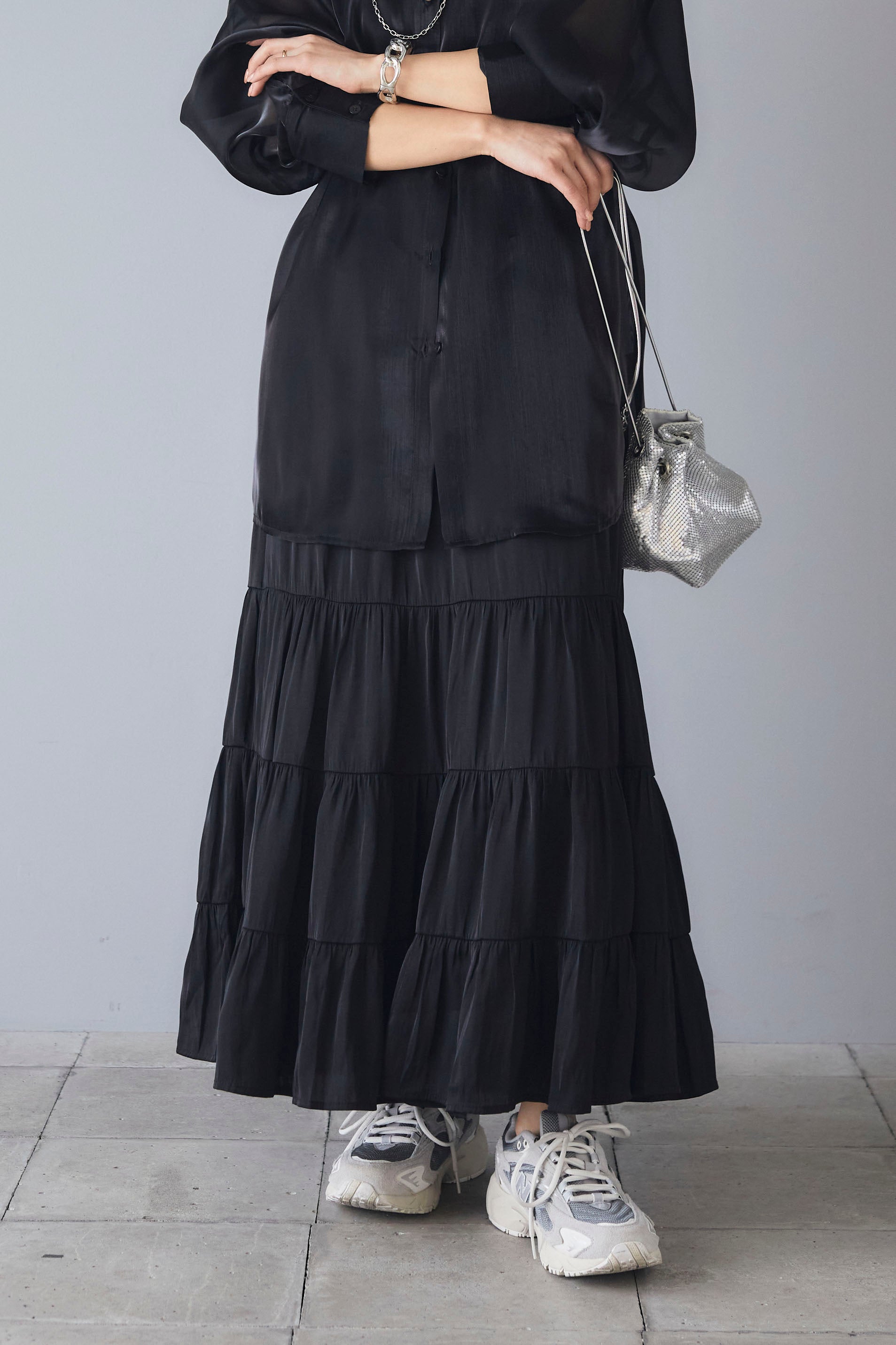 マットサテンティアードスカート – ESICA