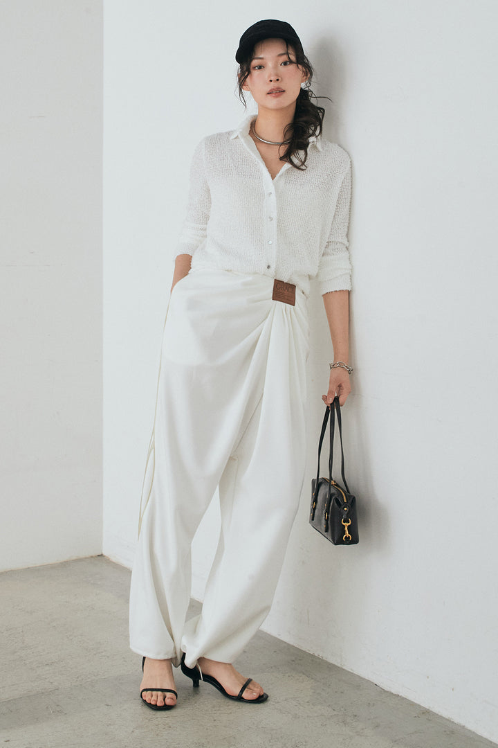 [SET]カールヤーンシャツ+ライトダンボールウェーブラインドレープパンツ(2set)