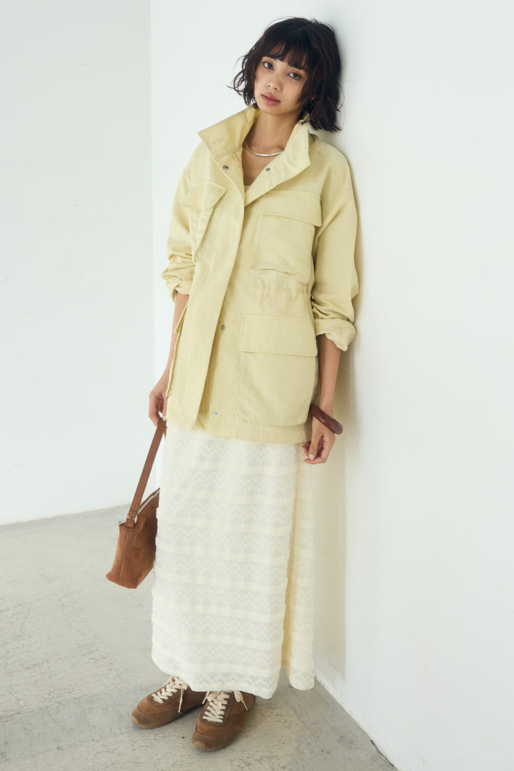 [SET]ナイロンツイルフィールドジャケット+ジャガードカットソータイトスカート(2set)