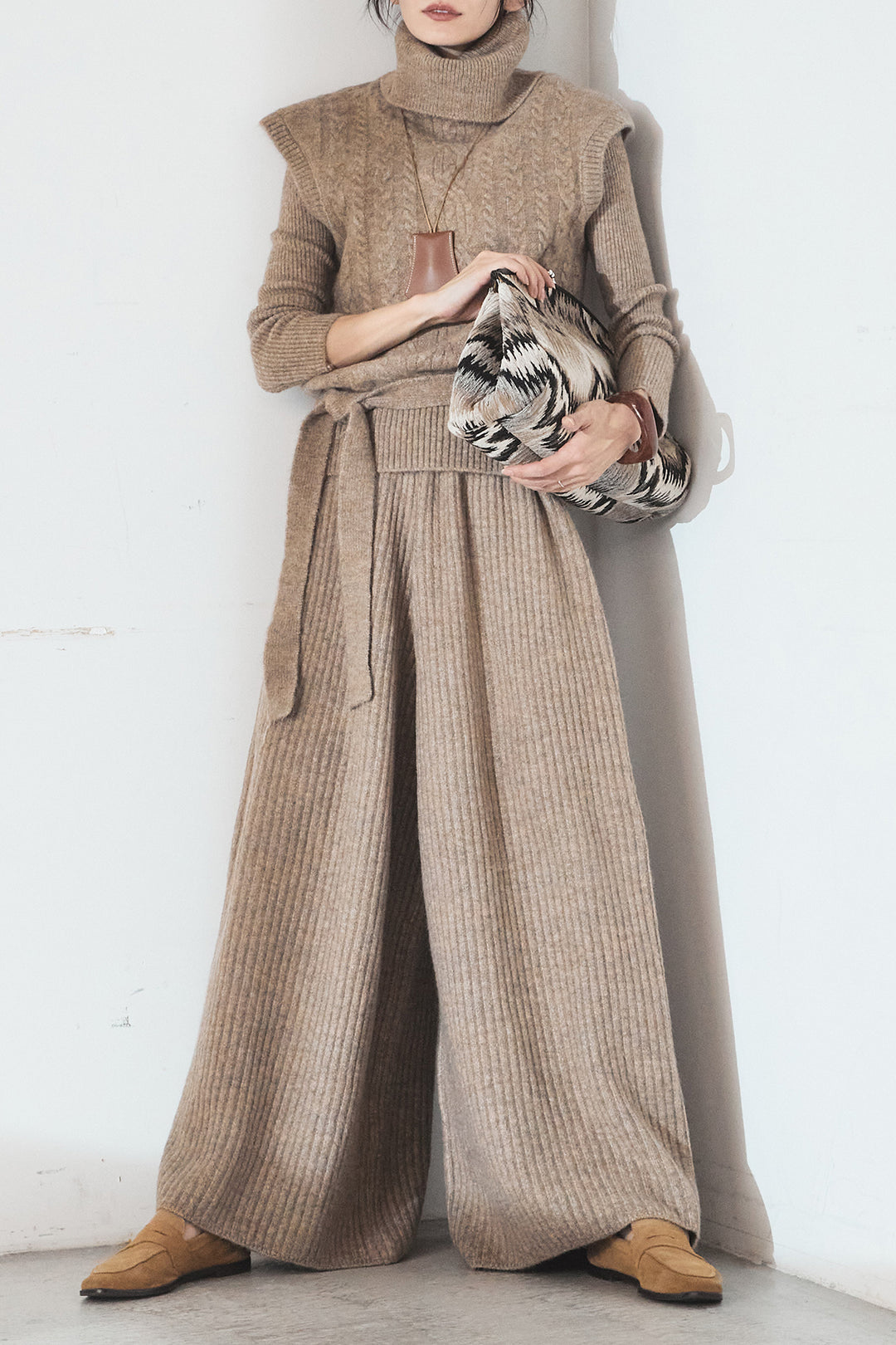 [SET]3ピースハイネックニットベストSETUP