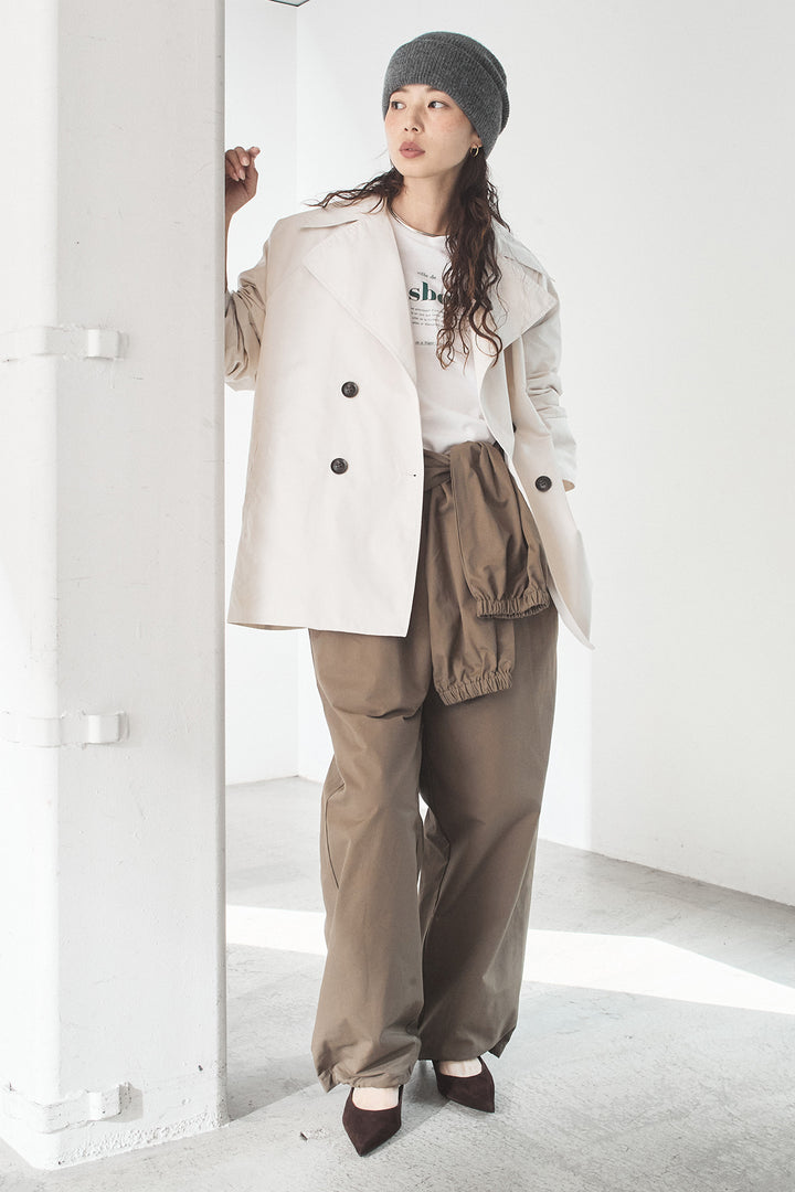 [SET]ナイロントレンチコート+合繊ツイルスタンドウエスト巻きジョガーパンツ(2set)