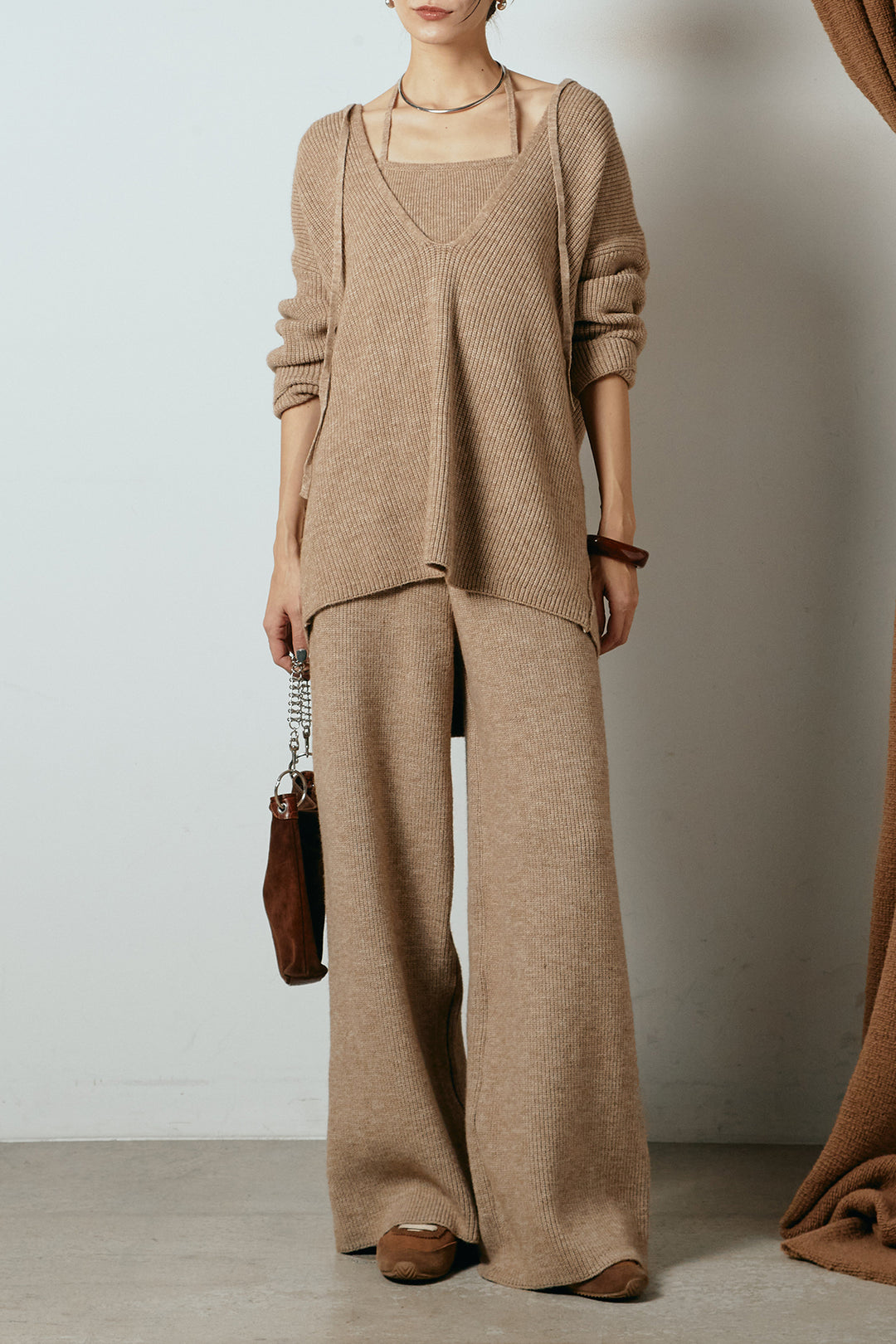 [SET]ホルターネックケーブルニットSETUP