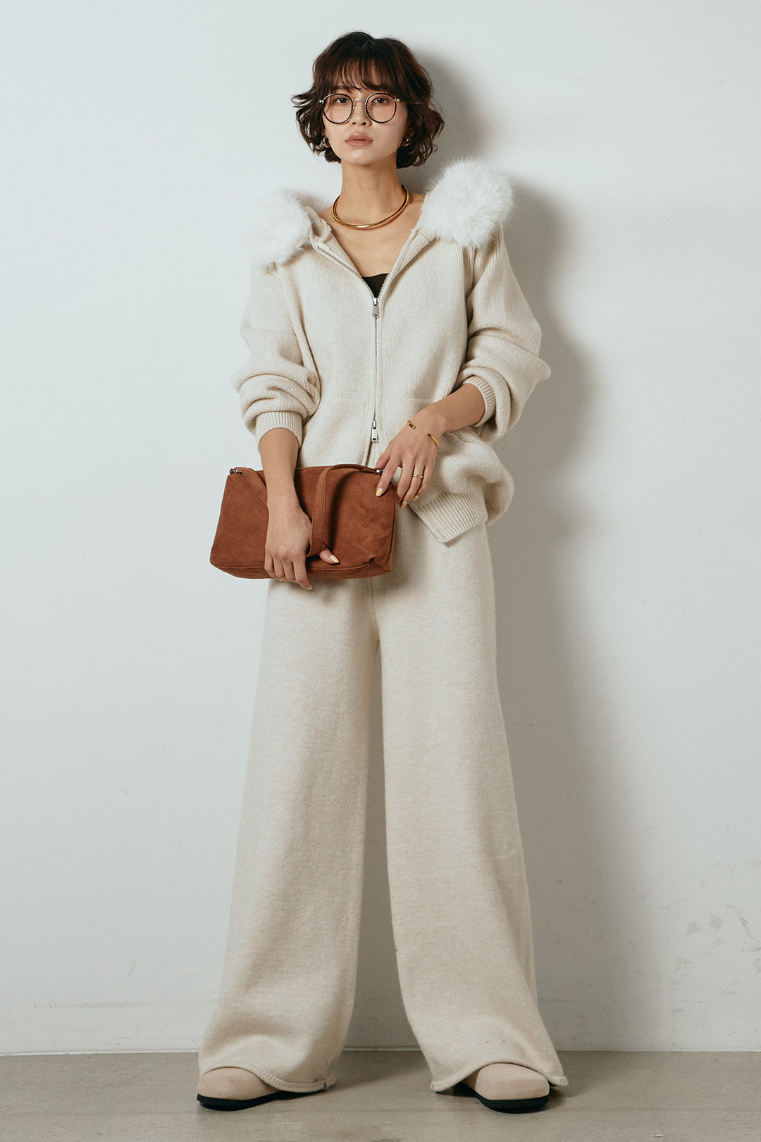 [SET]ファー付きフーディーニットSETUP