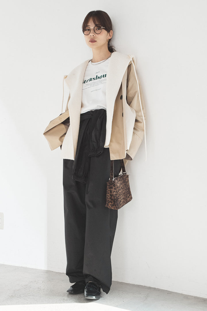 [SET]ナイロントレンチコート+合繊ツイルスタンドウエスト巻きジョガーパンツ(2set)