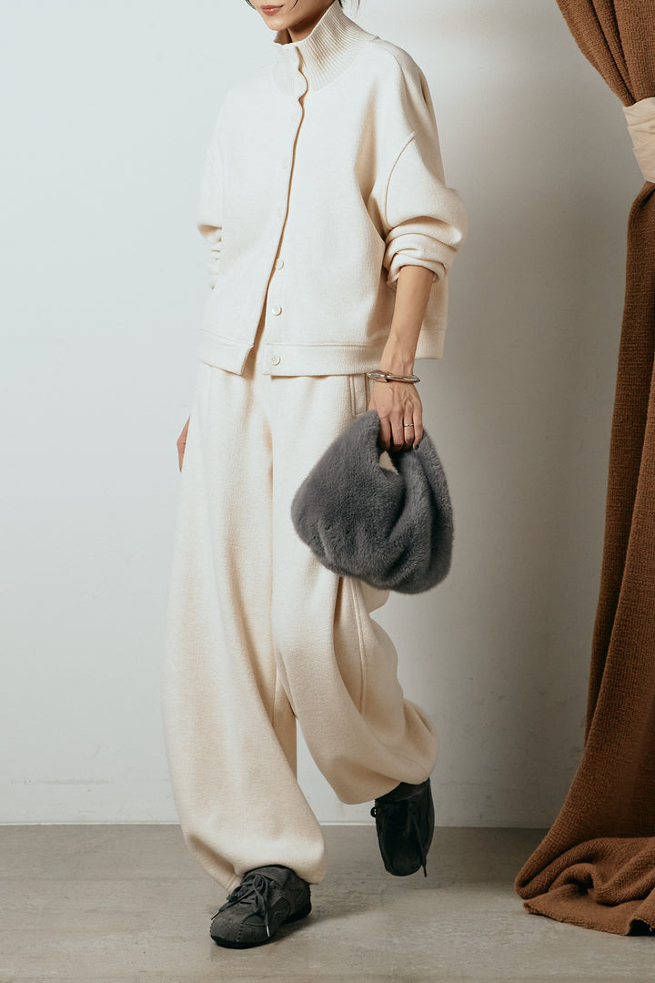 [SET]リブスタンドネックボタントップスSETUP