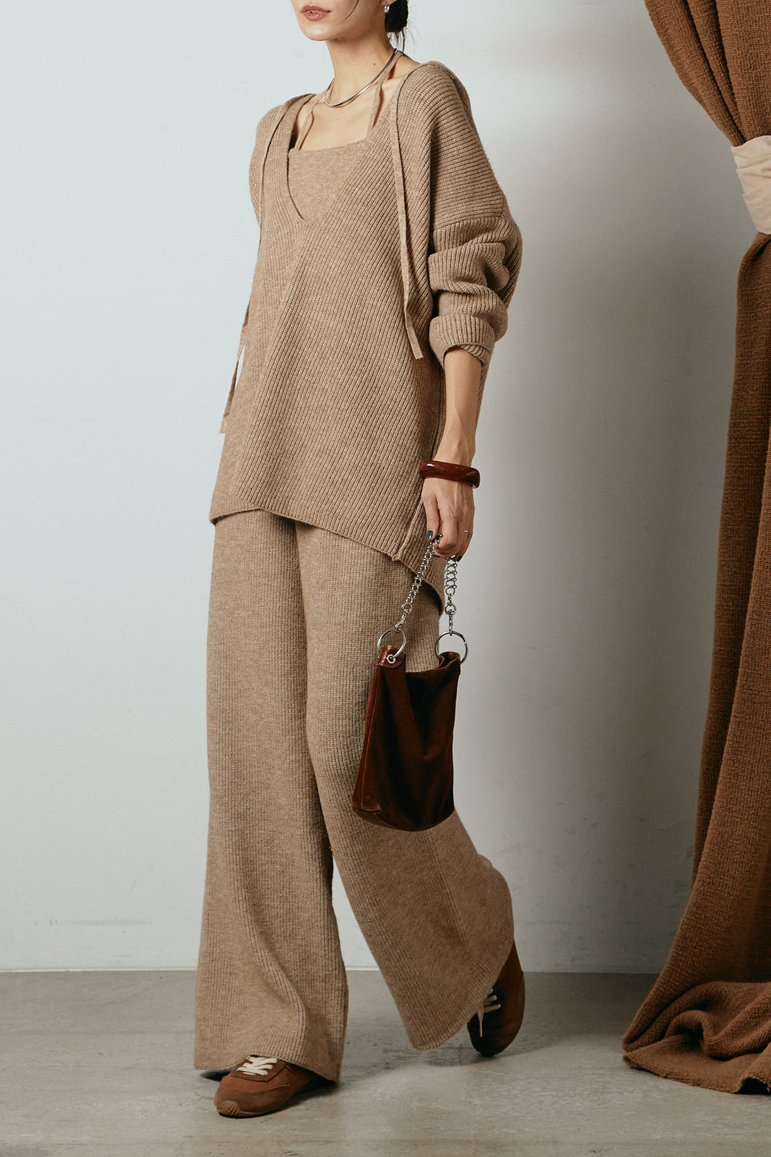 [SET]ホルターネックケーブルニットSETUP