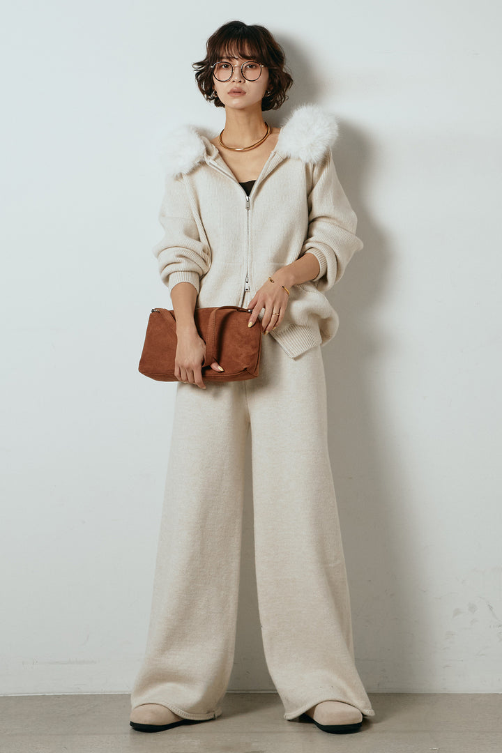 【着回しセット】[SET]ファー付きフーディーニットSETUP+ストライプドッキングニットポロSETUP(2set)