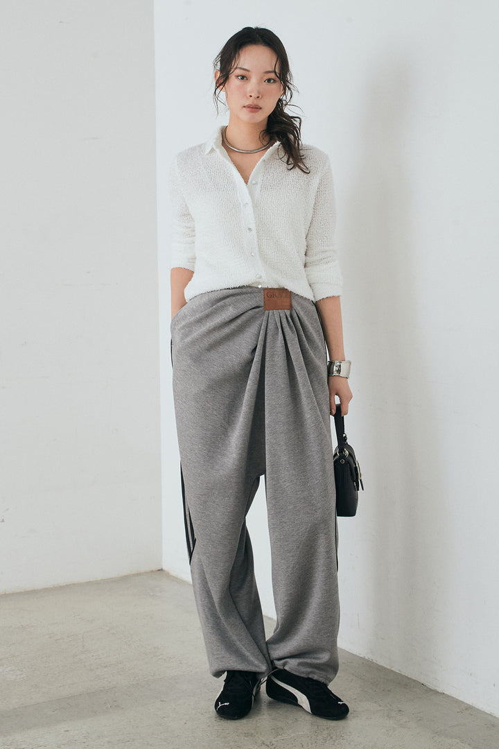 [SET]カールヤーンシャツ+ライトダンボールウェーブラインドレープパンツ(2set)