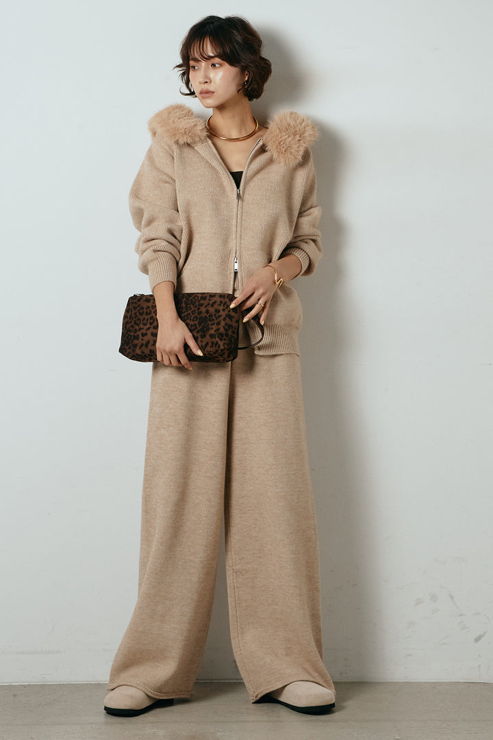 【着回しセット】[SET]ファー付きフーディーニットSETUP+ビッグカラーダブルジップニットSETUP(2set)