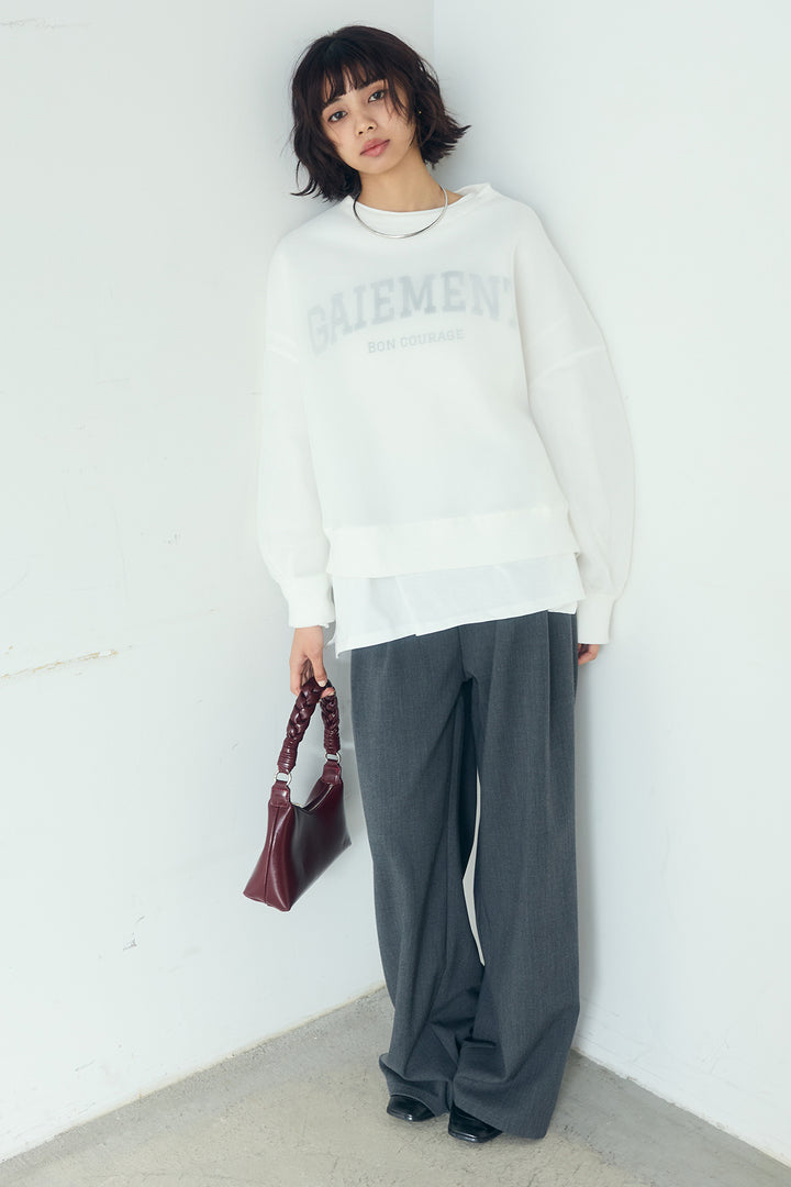 [SET]クリアダンボールプルオーバー+斜めボタンタック入りスラックス(2set)