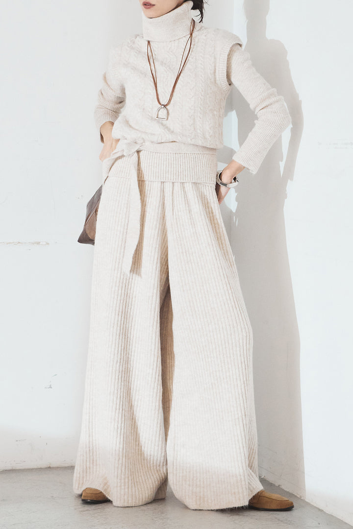 [SET]3ピースハイネックニットベストSETUP