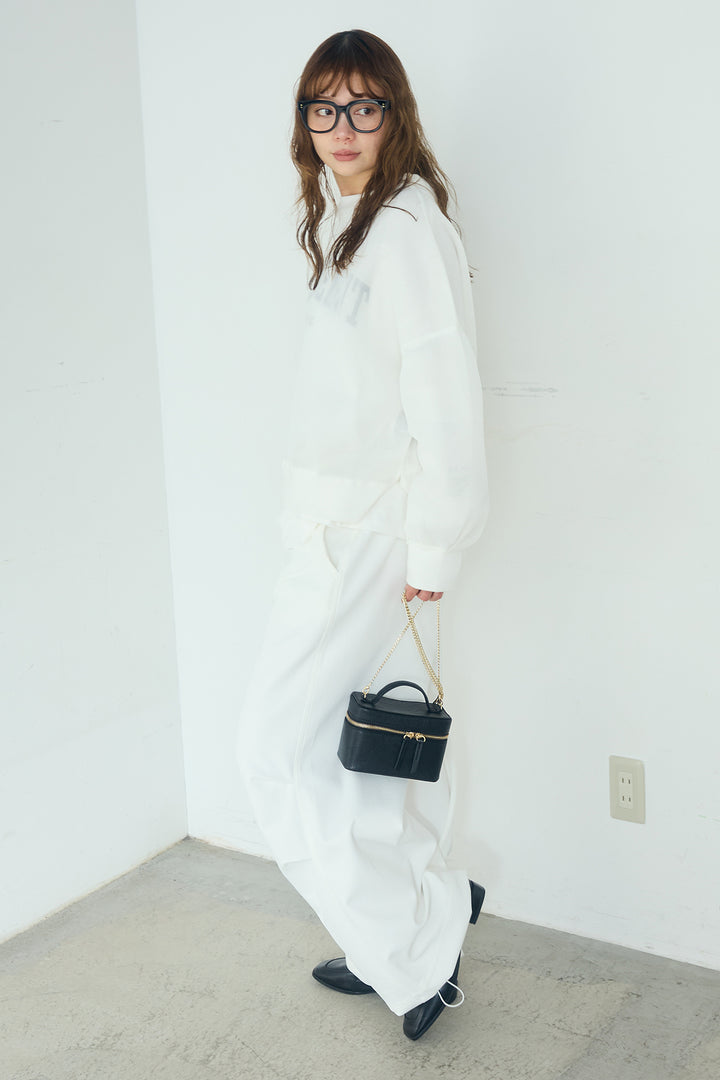 [SET]クリアダンボールプルオーバー+ランダムタックデザインワイドパンツ+フロントロゴビッグプルオーバー(3set)