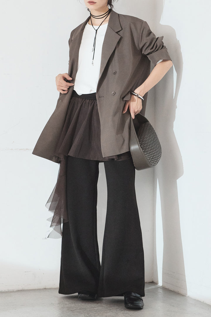 [SET]ルーズシルエットダブルテーラードジャケット+ストレッチロングTシャツ(2set)