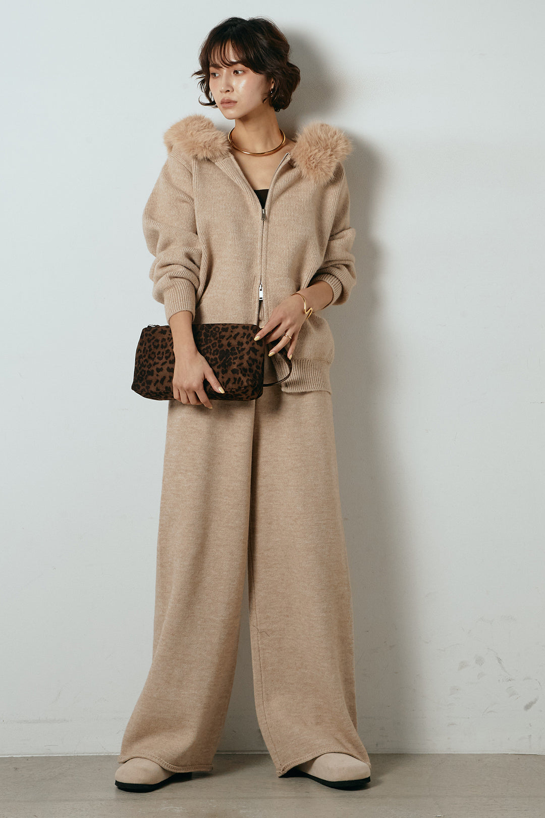 【着回しセット】[SET]ファー付きフーディーニットSETUP+ファー付きフーディーニットSETUP(2set)