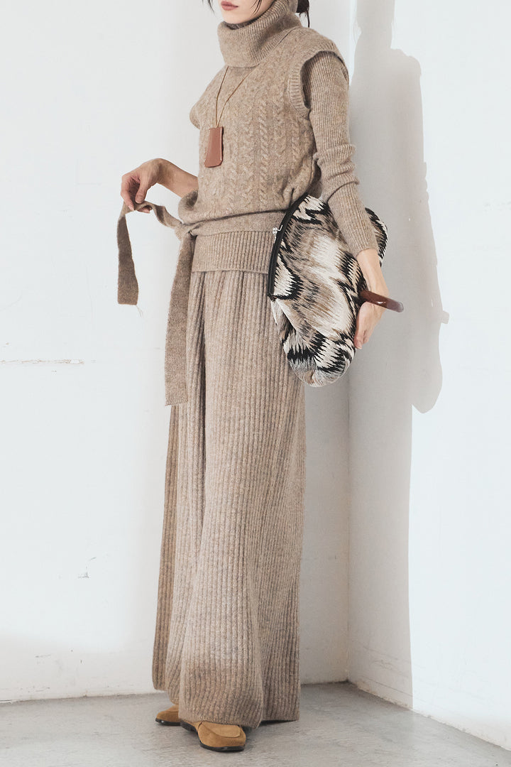 [SET]3ピースハイネックニットベストSETUP