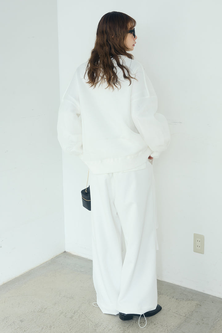 [SET]クリアダンボールプルオーバー+ランダムタックデザインワイドパンツ(2set)