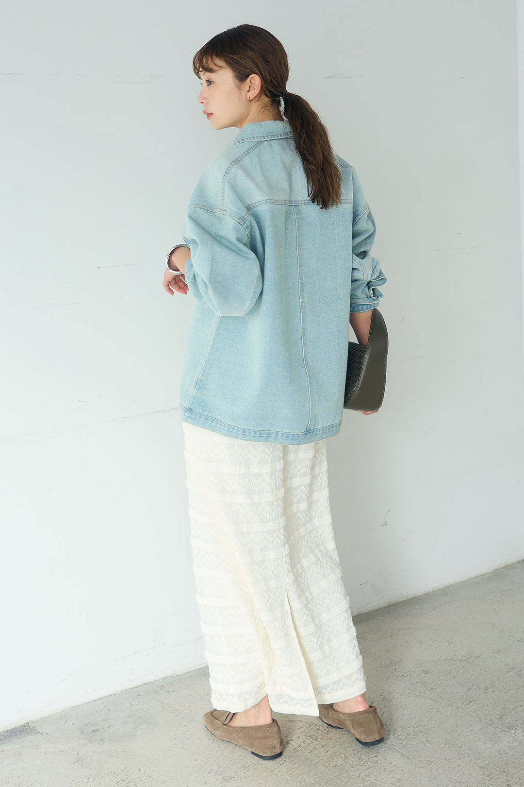 [SET]デニムオーバーサイズジャケット+ジャガードカットソータイトスカート(2set)