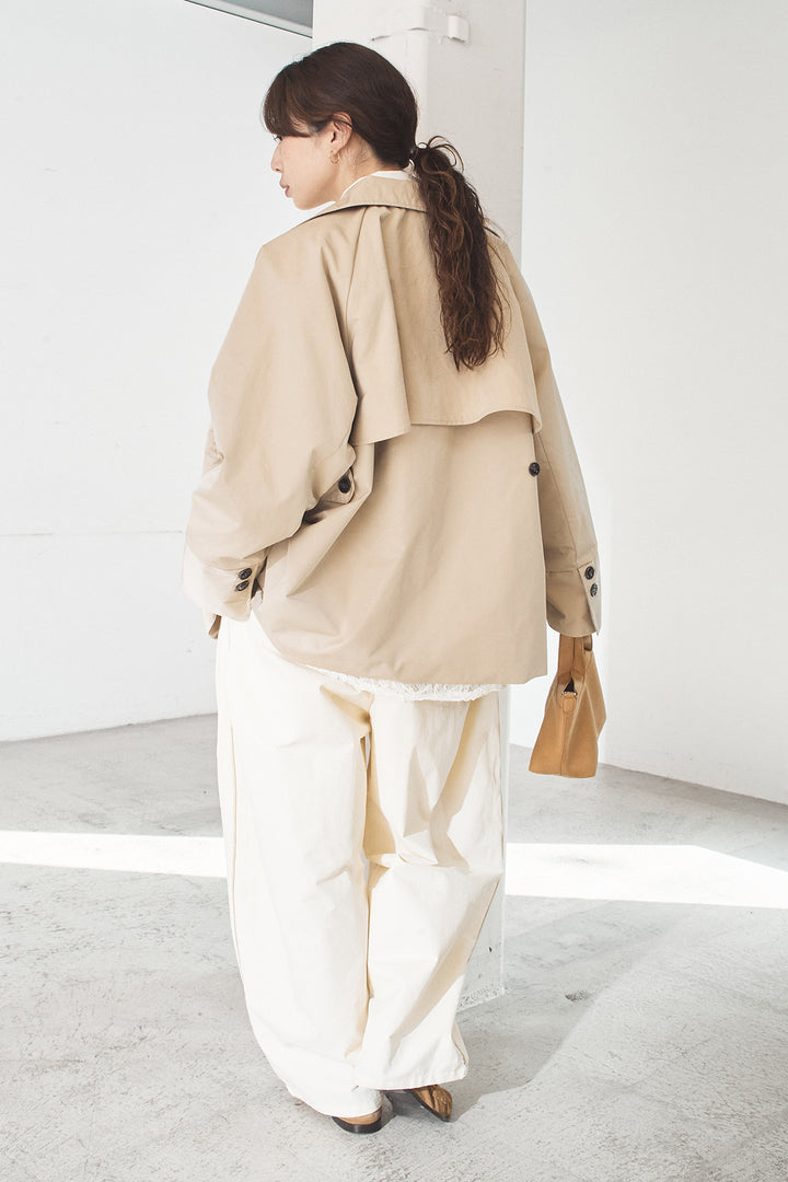 [SET]ナイロントレンチコート+刺繍レースオーバーサイズシャツ(2set)