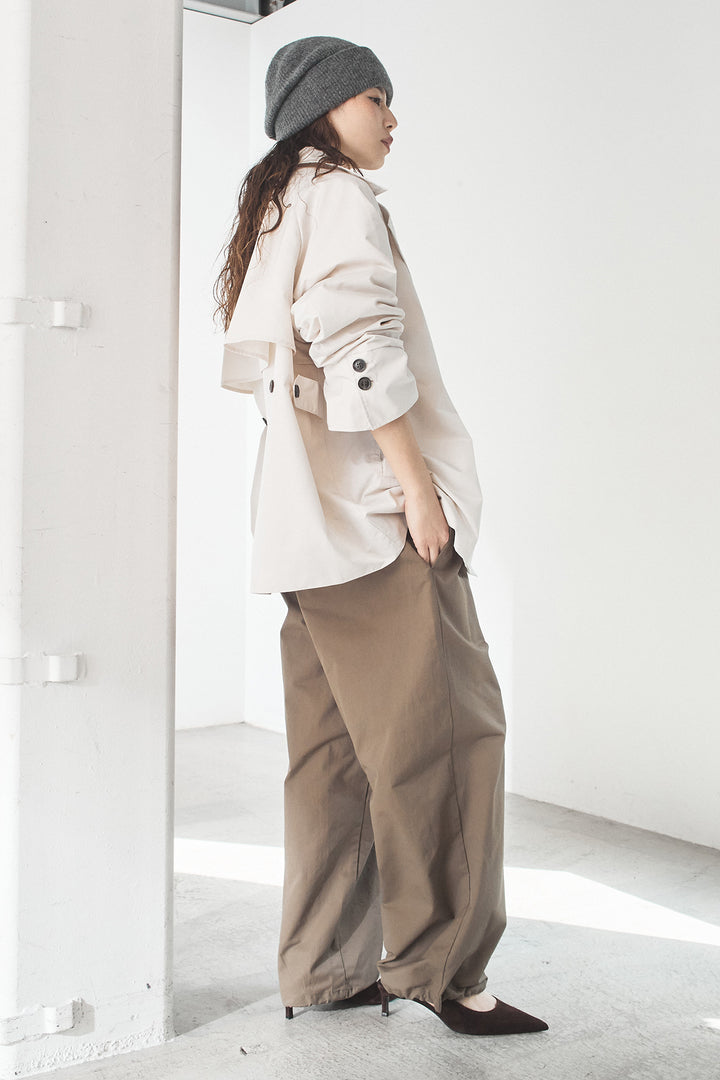 [SET]ナイロントレンチコート+合繊ツイルスタンドウエスト巻きジョガーパンツ(2set)