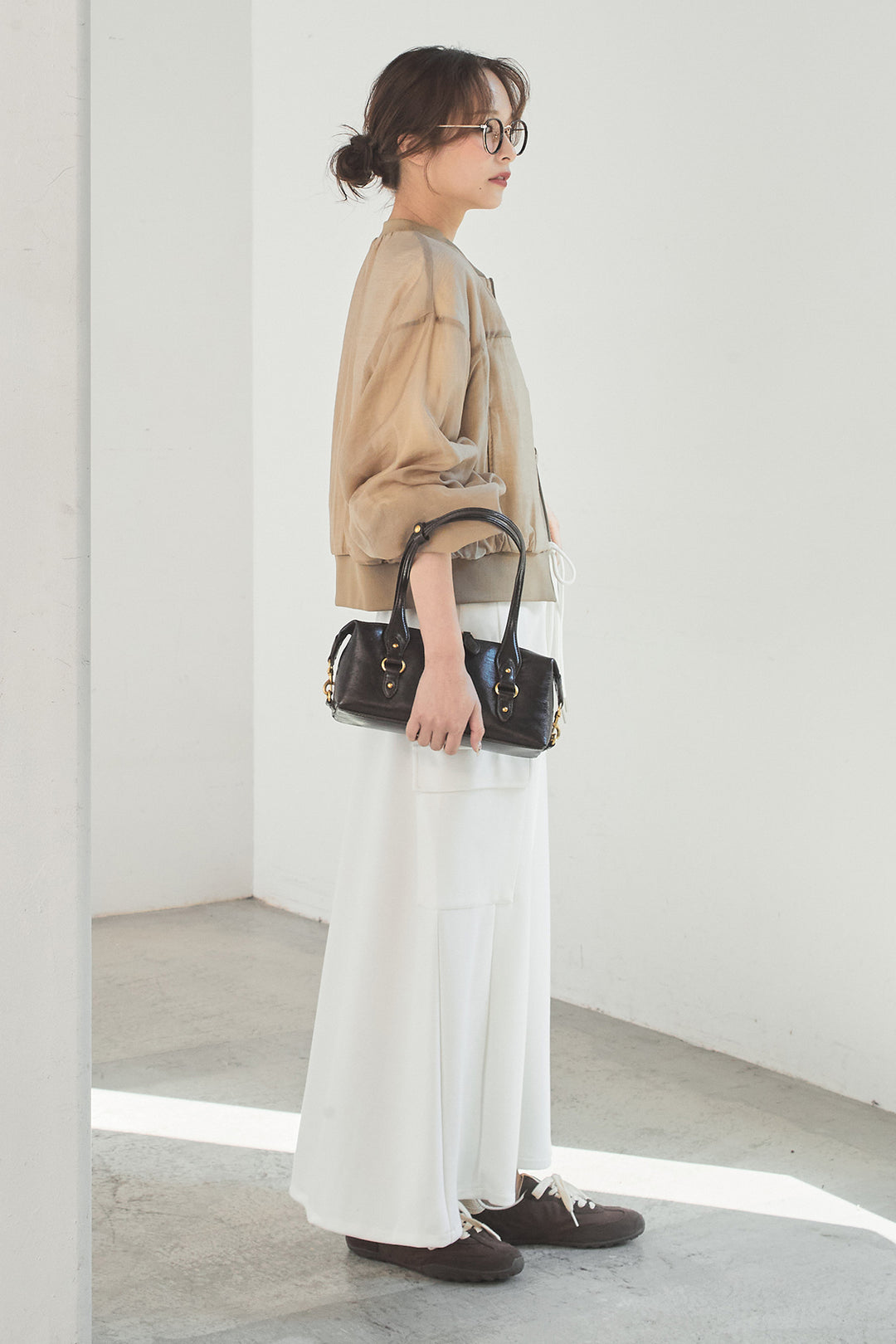 [SET]シアー×ポンチブルゾン+リラックススウェットスカート(2set)