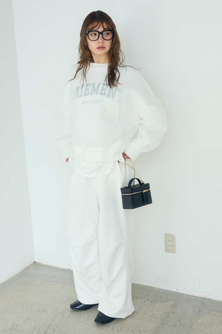 [SET]クリアダンボールプルオーバー+ランダムタックデザインワイドパンツ+フロントロゴビッグプルオーバー(3set)