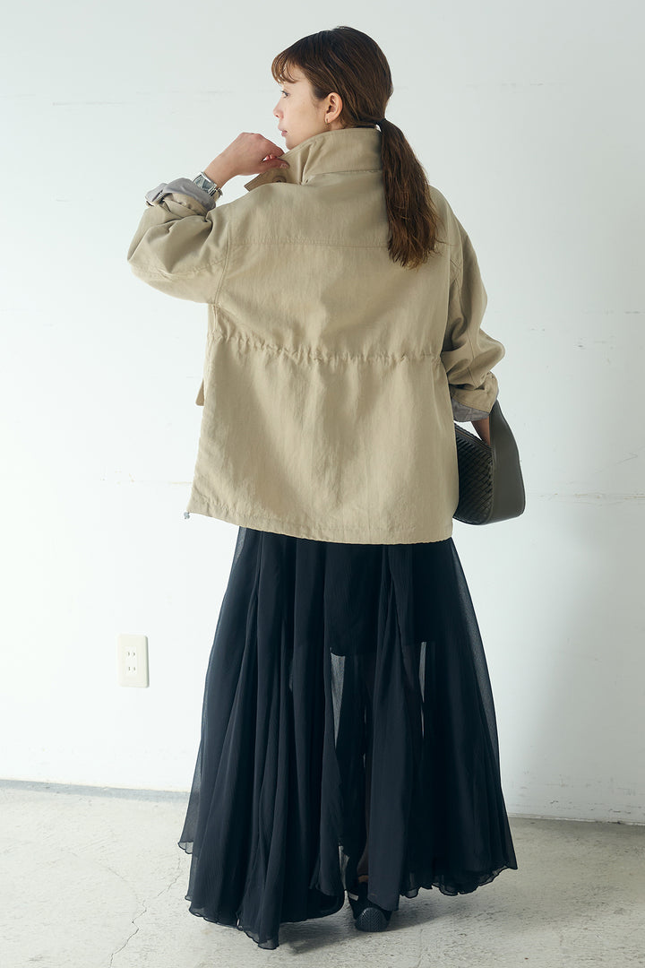 [SET]ナイロンツイルフィールドジャケット+シアーフリルキャミワンピース(2set)