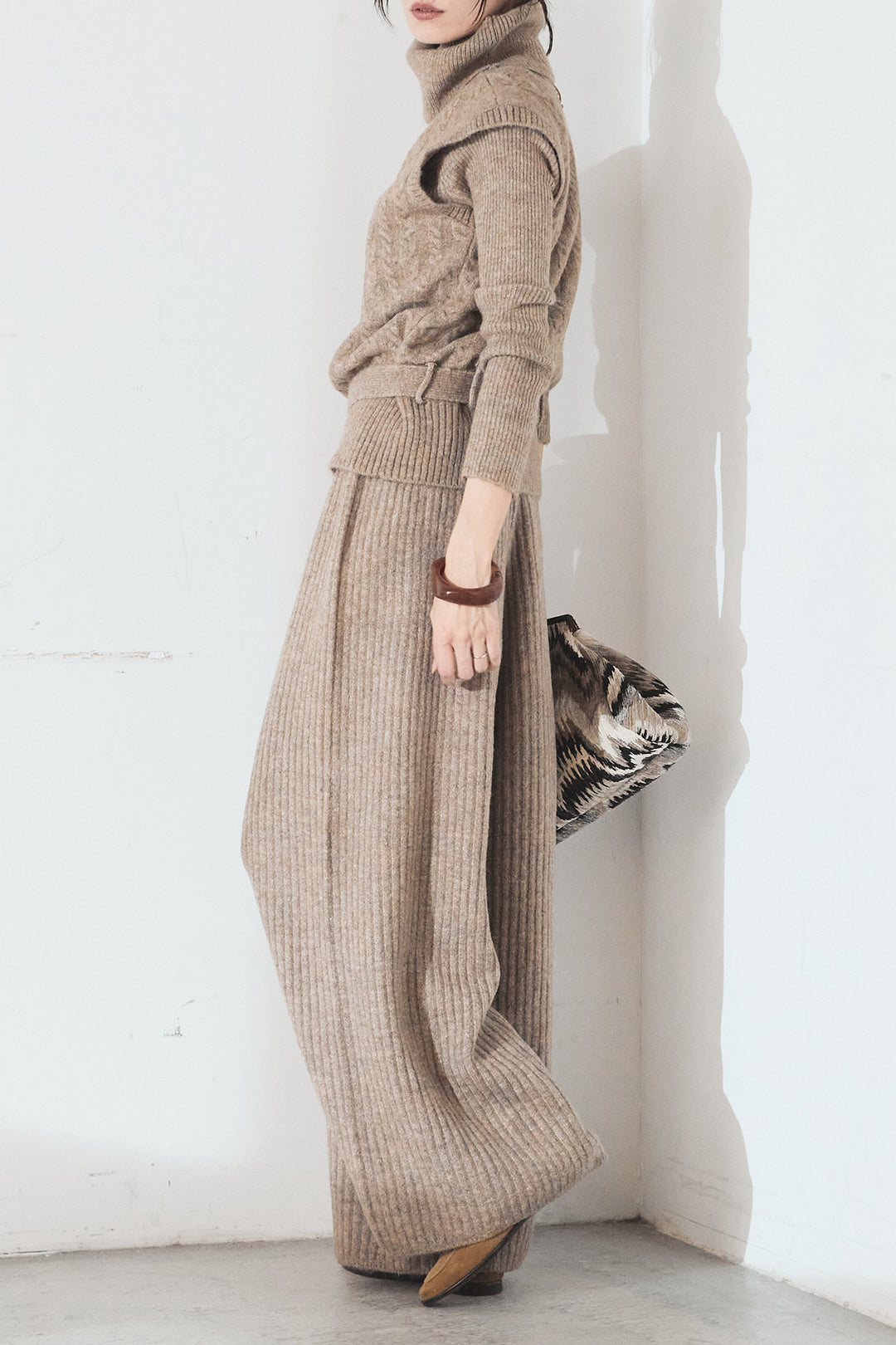 [SET]3ピースハイネックニットベストSETUP