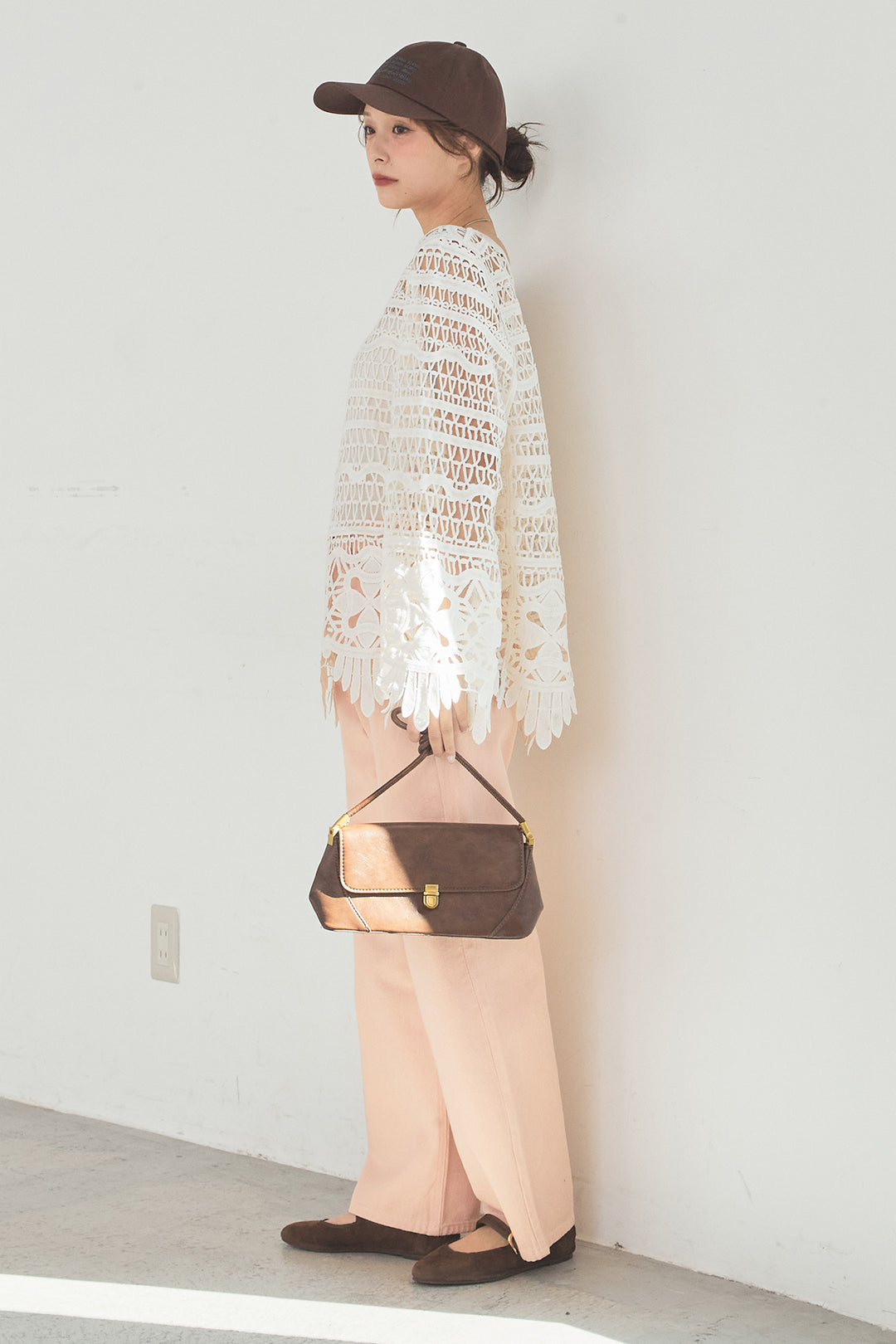 [SET]裾デザインメッシュプルオーバー+スプリングカラーデニムパンツ(2set)