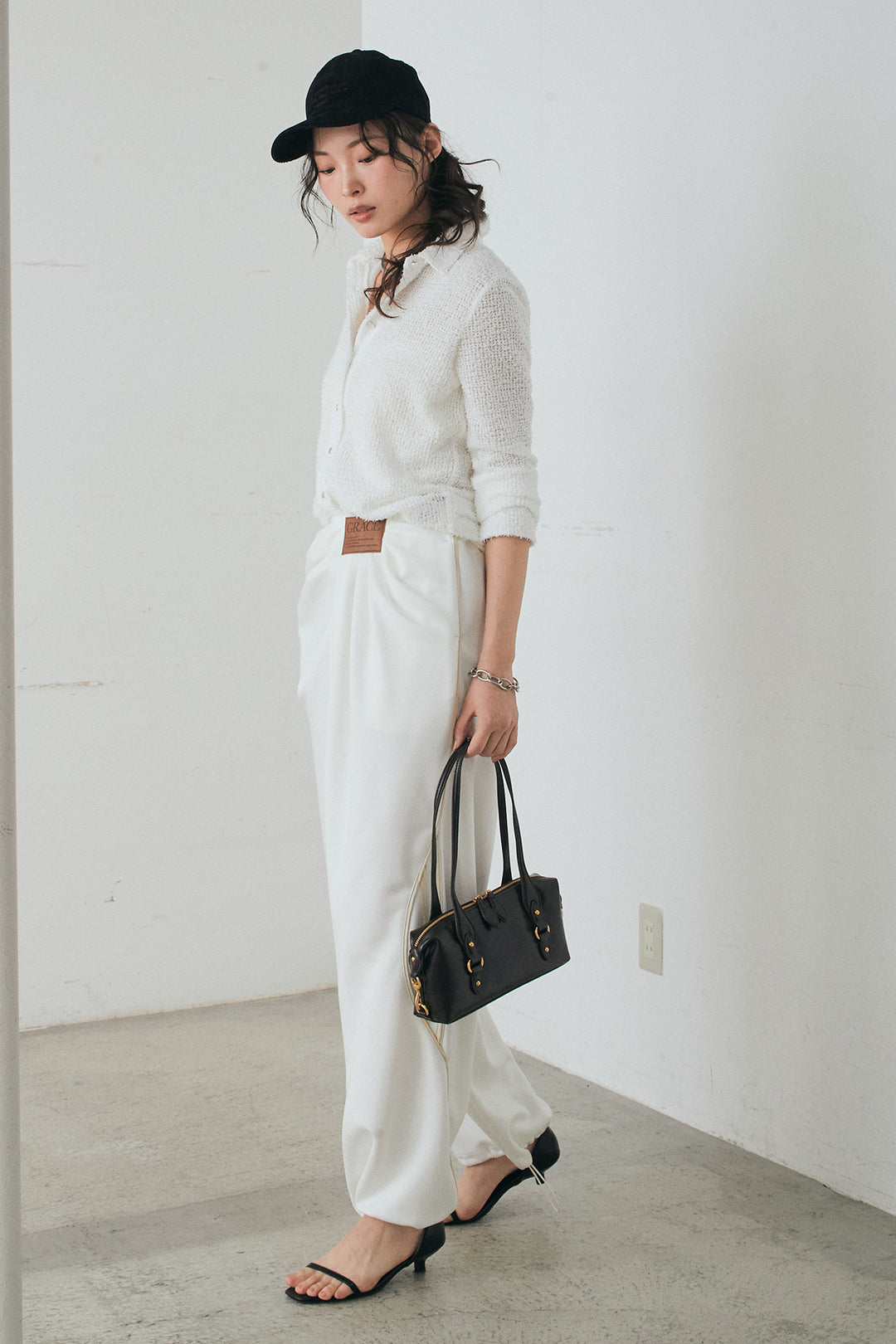 [SET]カールヤーンシャツ+ライトダンボールウェーブラインドレープパンツ(2set)