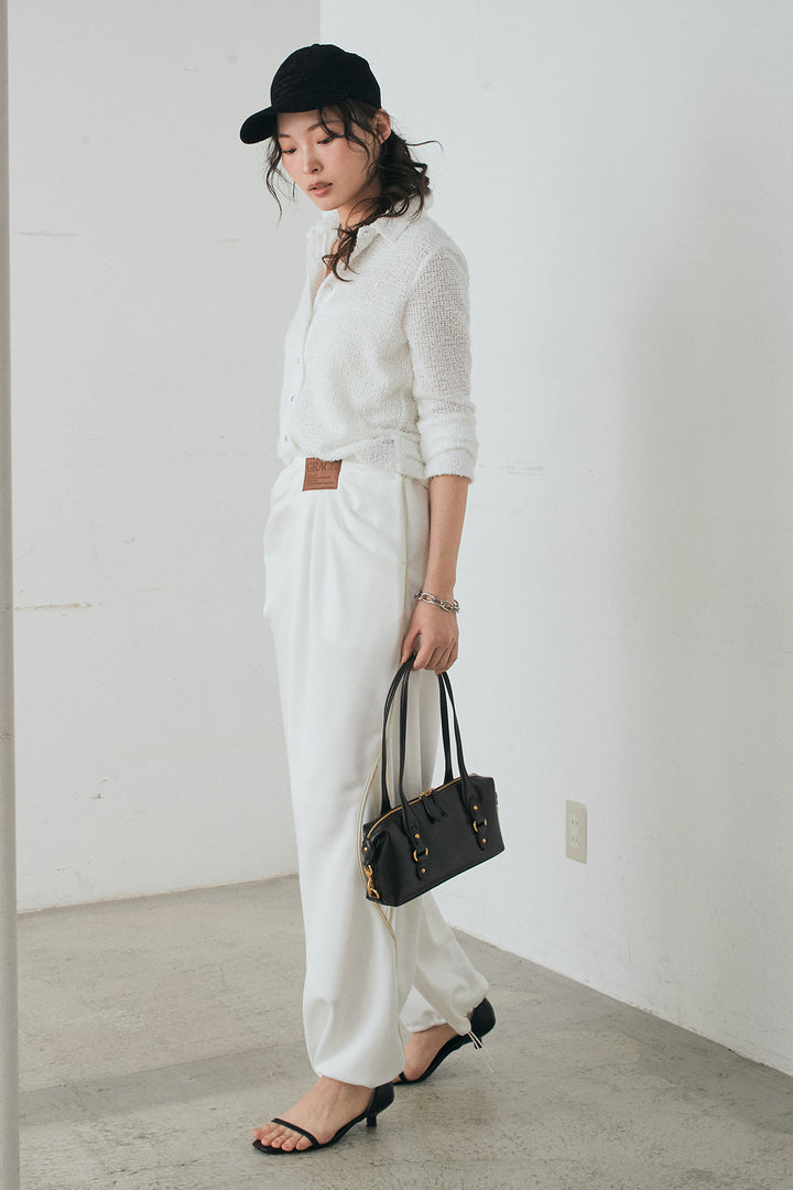 [SET]カールヤーンシャツ+ライトダンボールウェーブラインドレープパンツ(2set)