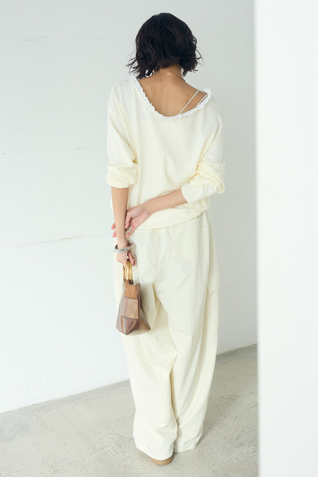 [SET]クールクール異素材コンビオフショルプルオーバー+撥水ジョガーパンツ(2set)