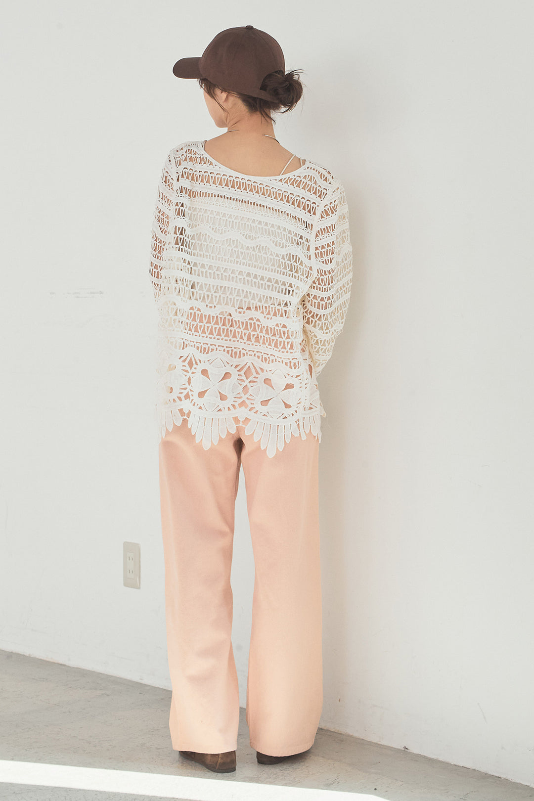 [SET]裾デザインメッシュプルオーバー+スプリングカラーデニムパンツ(2set)