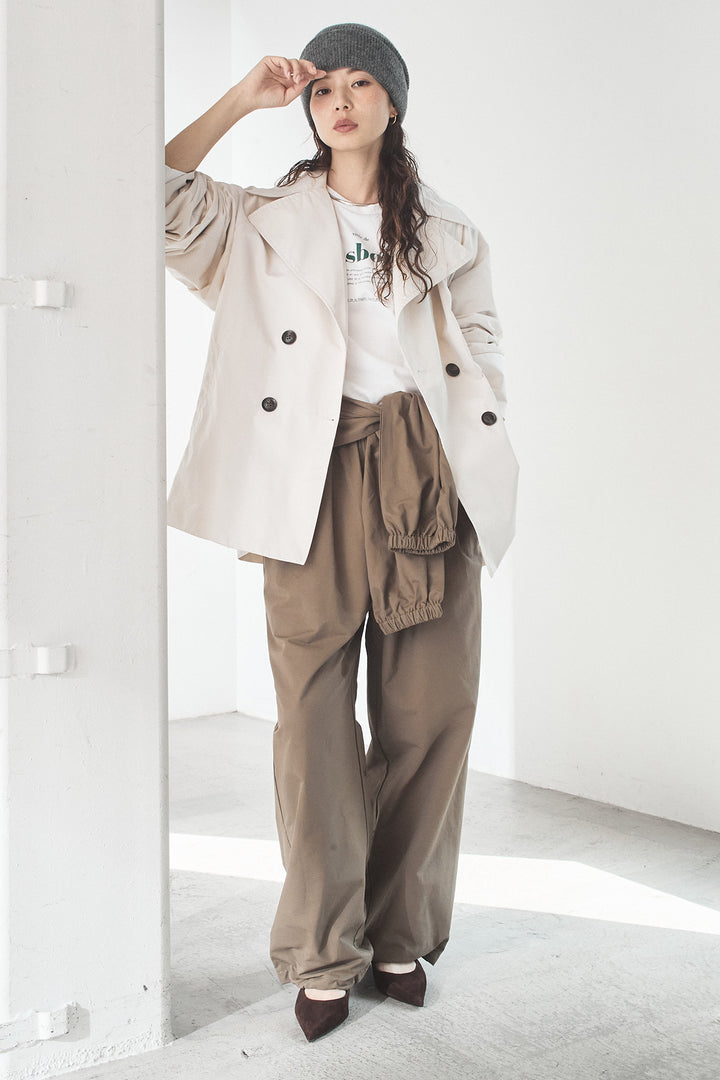 [SET]ナイロントレンチコート+合繊ツイルスタンドウエスト巻きジョガーパンツ(2set)