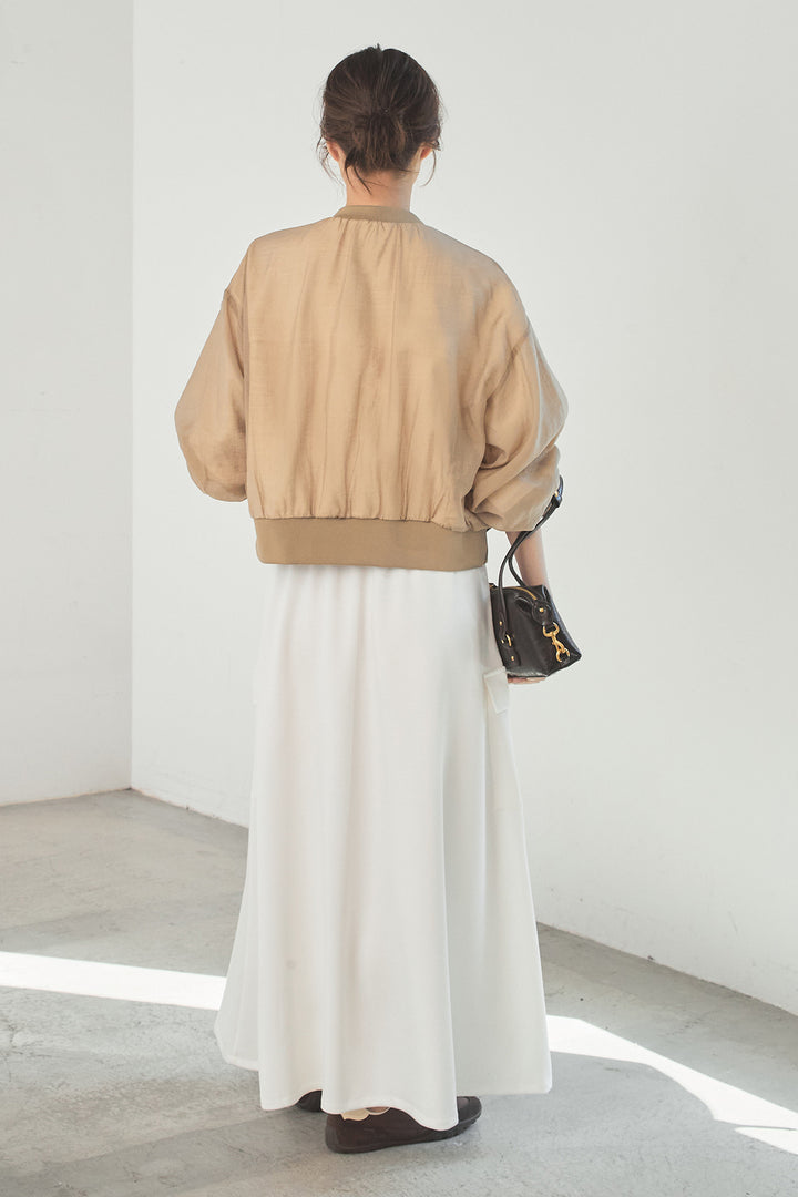 [SET]シアー×ポンチブルゾン+リラックススウェットスカート(2set)