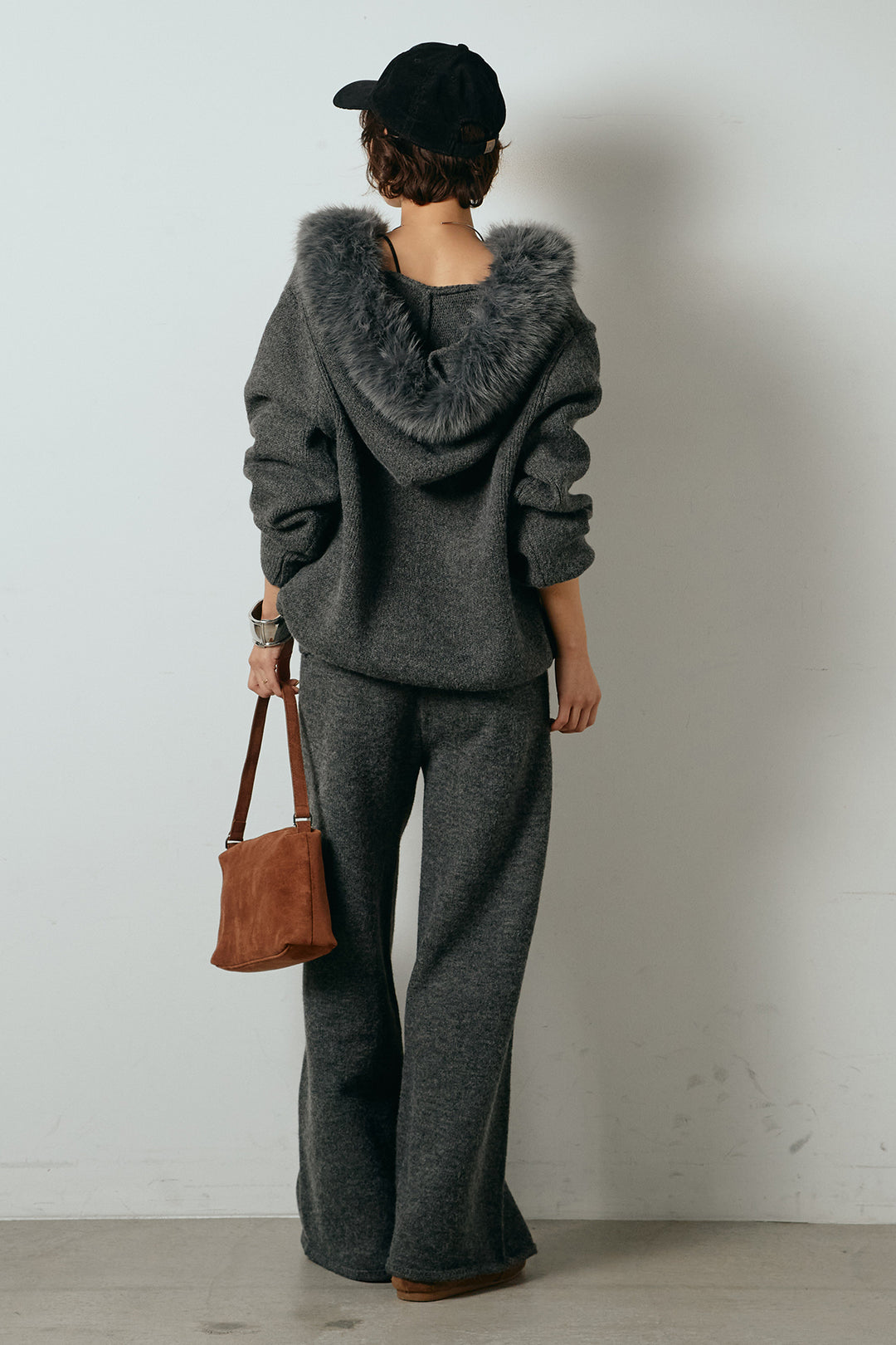 【着回しセット】[SET]ファー付きフーディーニットSETUP+ビッグカラーダブルジップニットSETUP(2set)