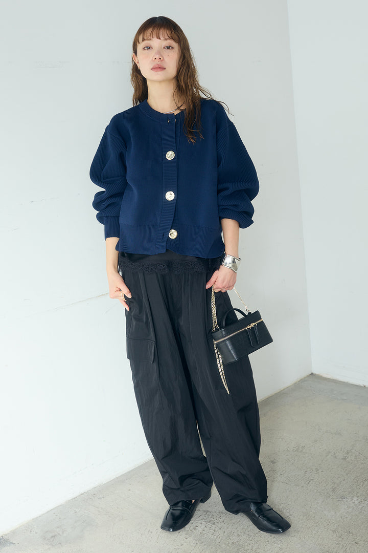 [SET]スポンディッシュBIGボタンクルーネックカーディガン+撥水ジョガーパンツ(2set)