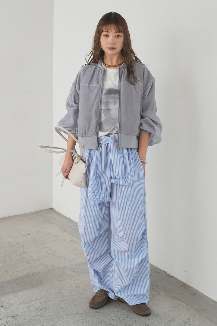 [SET]長袖アソートフォトTシャツ+ストライプウエスト巻きジョガーパンツ(2set)