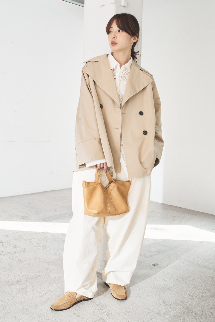 [SET]ナイロントレンチコート+刺繍レースオーバーサイズシャツ(2set)