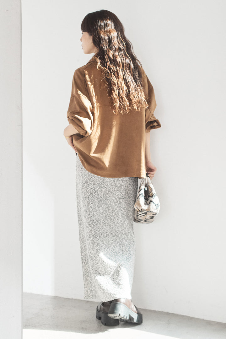 [SET]デカポケスエポンジャケット+ツイード風MIXスラブスカート(2set)