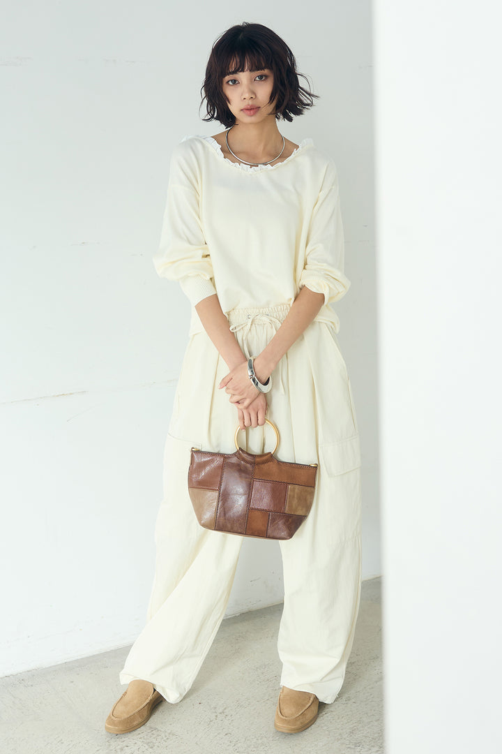 [SET]クールクール異素材コンビオフショルプルオーバー+撥水ジョガーパンツ(2set)