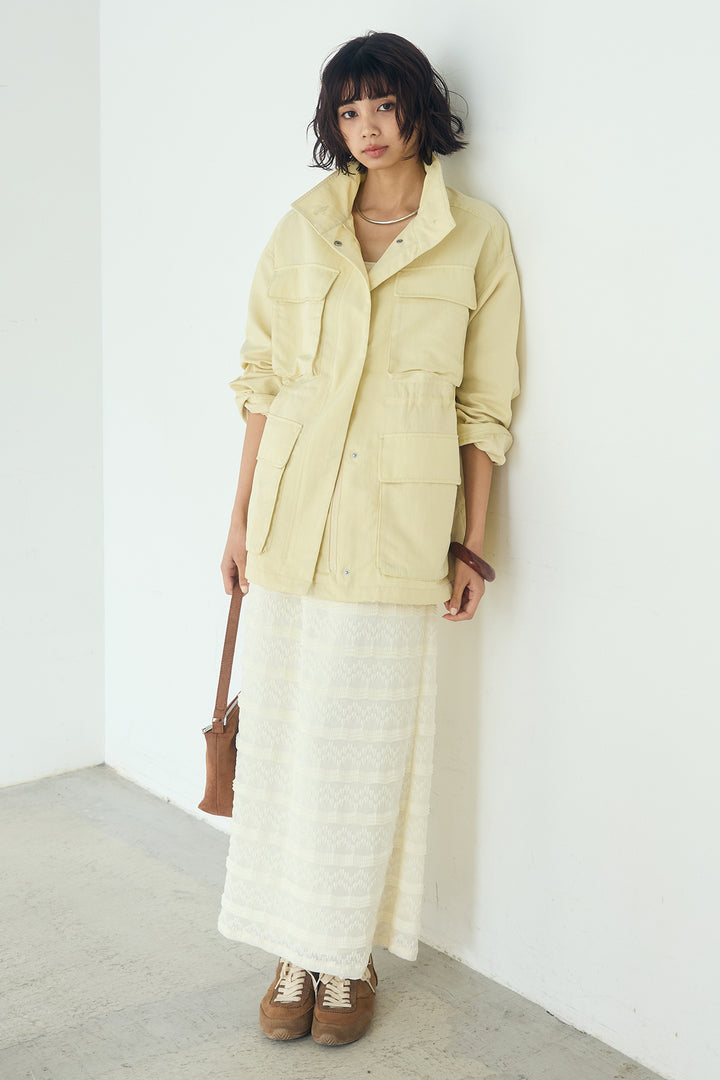 [SET]ナイロンツイルフィールドジャケット+ジャガードカットソータイトスカート(2set)