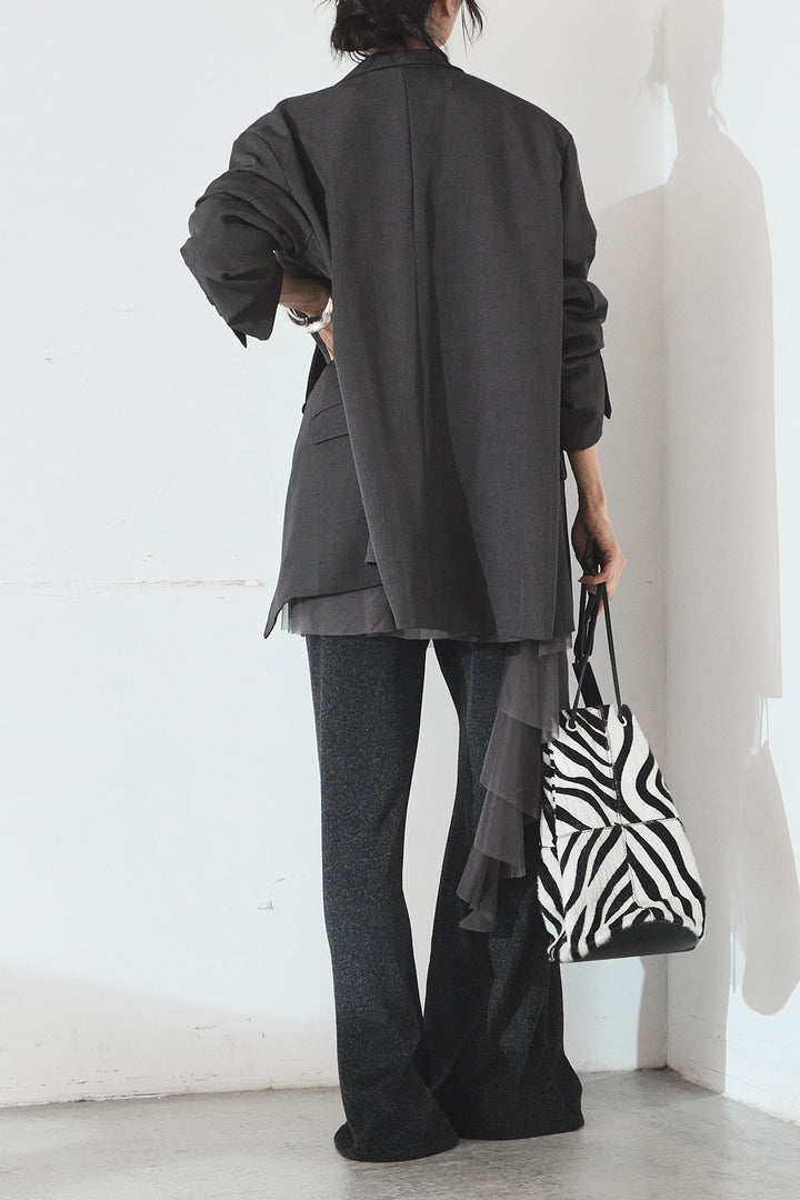 [SET]ルーズシルエットダブルテーラードジャケット+ストレッチロングTシャツ(2set)