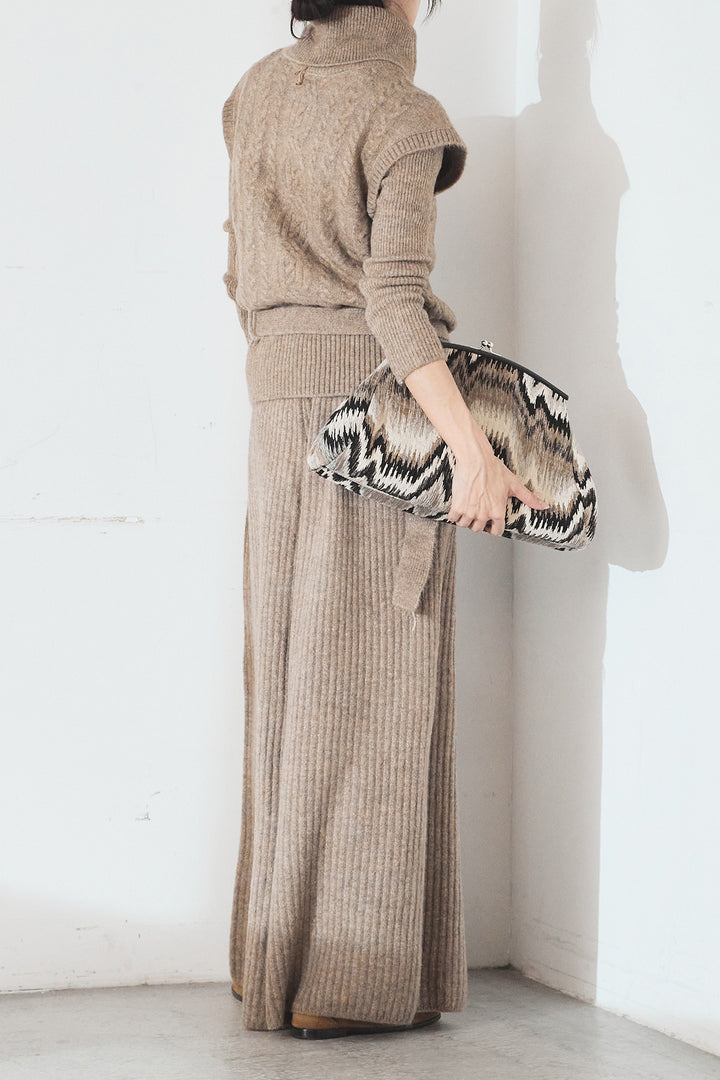 [SET]3ピースハイネックニットベストSETUP