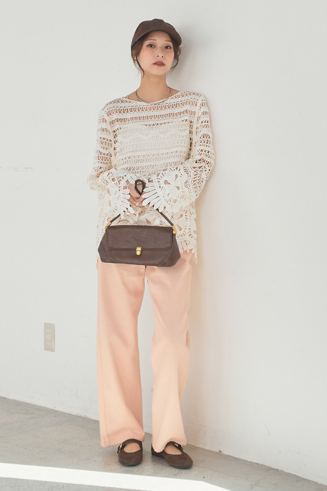 [SET]裾デザインメッシュプルオーバー+スプリングカラーデニムパンツ(2set)