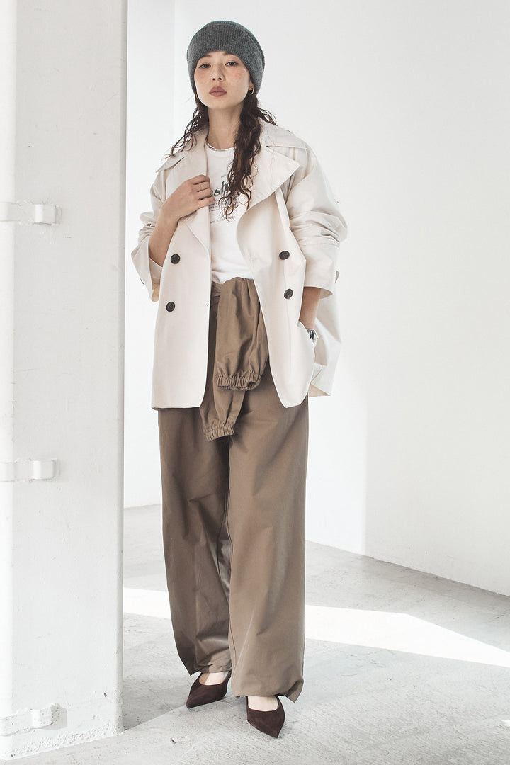 [SET]ナイロントレンチコート+合繊ツイルスタンドウエスト巻きジョガーパンツ(2set)