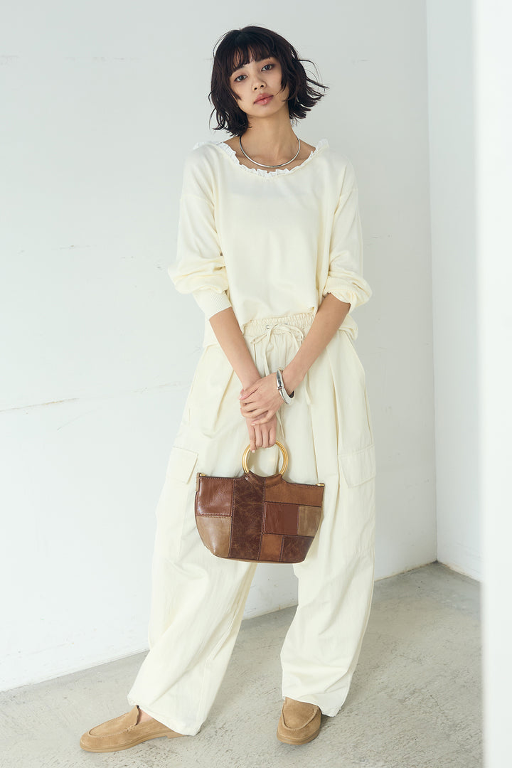 [SET]クールクール異素材コンビオフショルプルオーバー+撥水ジョガーパンツ(2set)