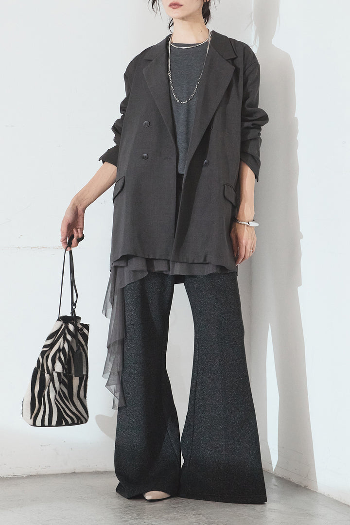 [SET]ルーズシルエットダブルテーラードジャケット+ストレッチロングTシャツ(2set)