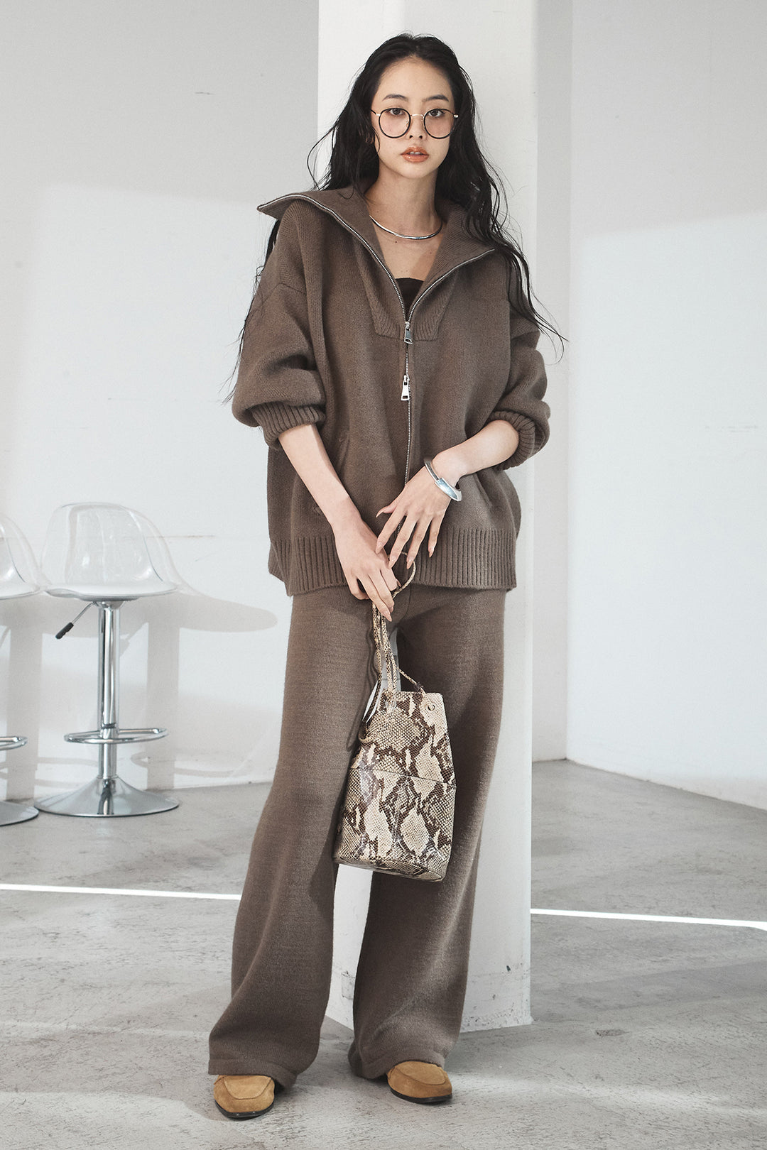 [SET]ビッグカラーダブルジップニットSETUP