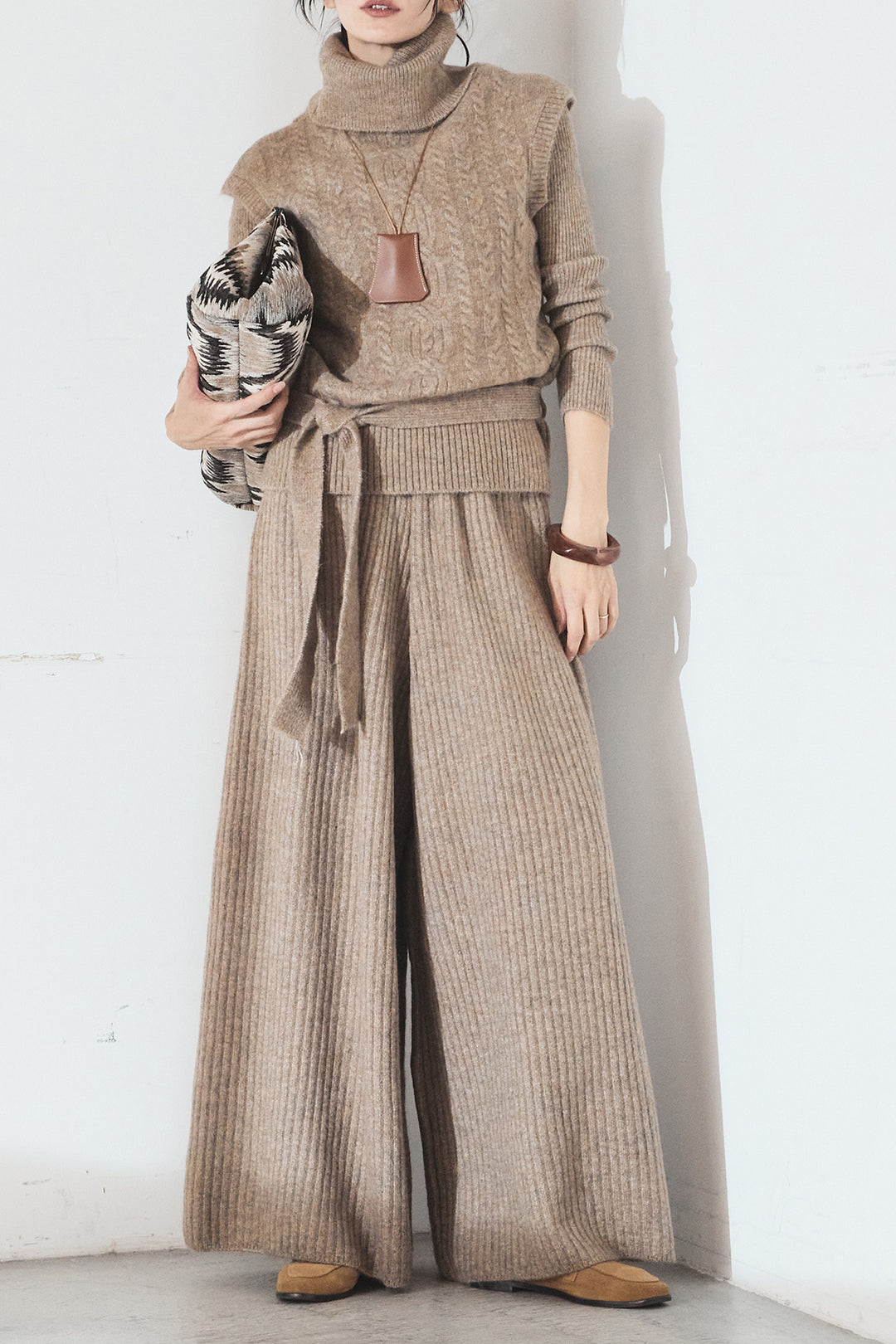 [SET]3ピースハイネックニットベストSETUP